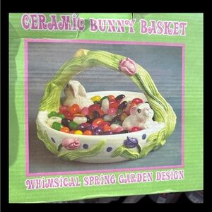 Ceramic Easter Bunny Basket with Jelly Beans
